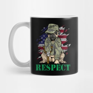 Military Pug Dog Veteran US Army American Flag Gift Mug